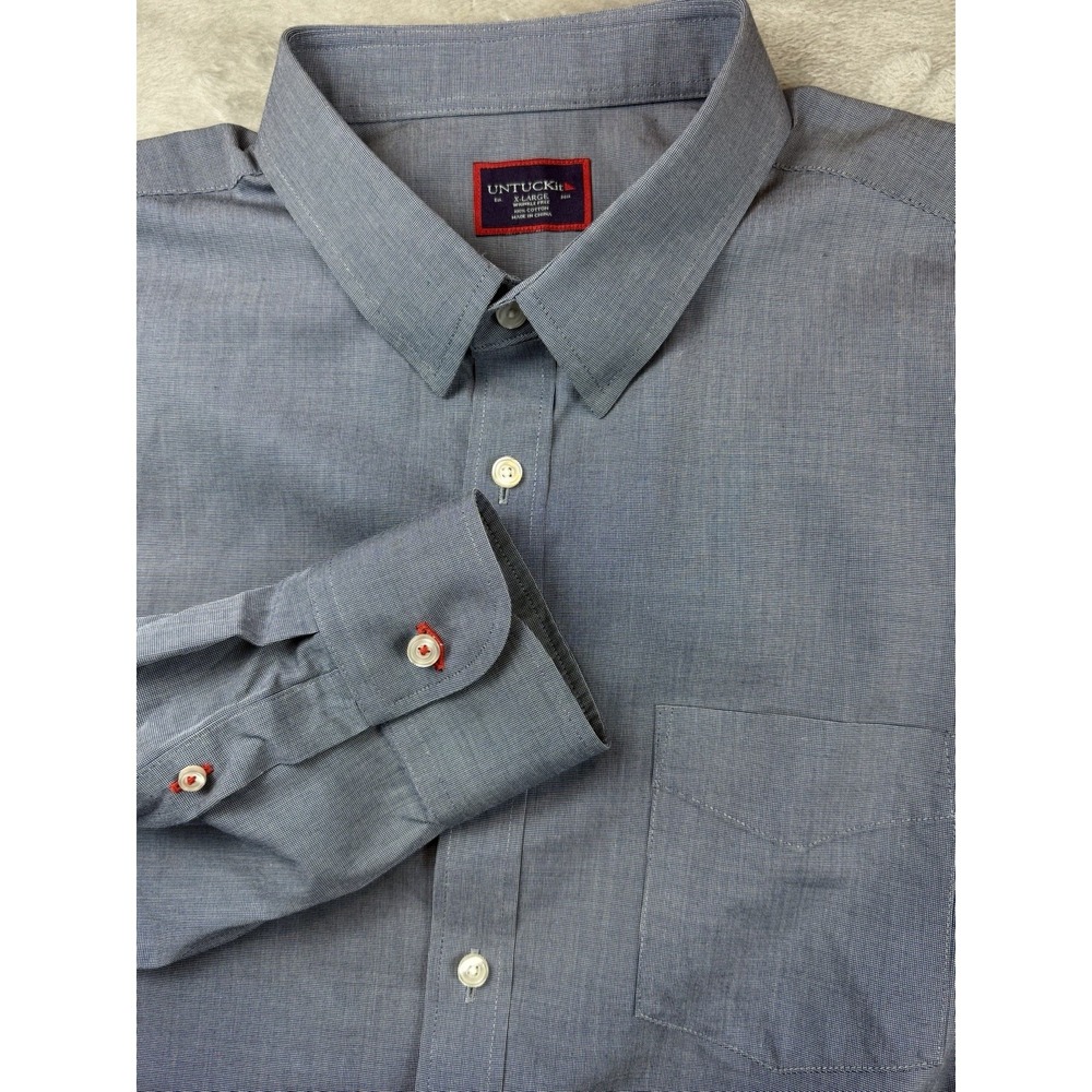 UNTUCKit Shirt Mens XL Navy Pio Cesare Wrinkle Free Button Down Long Sleeve